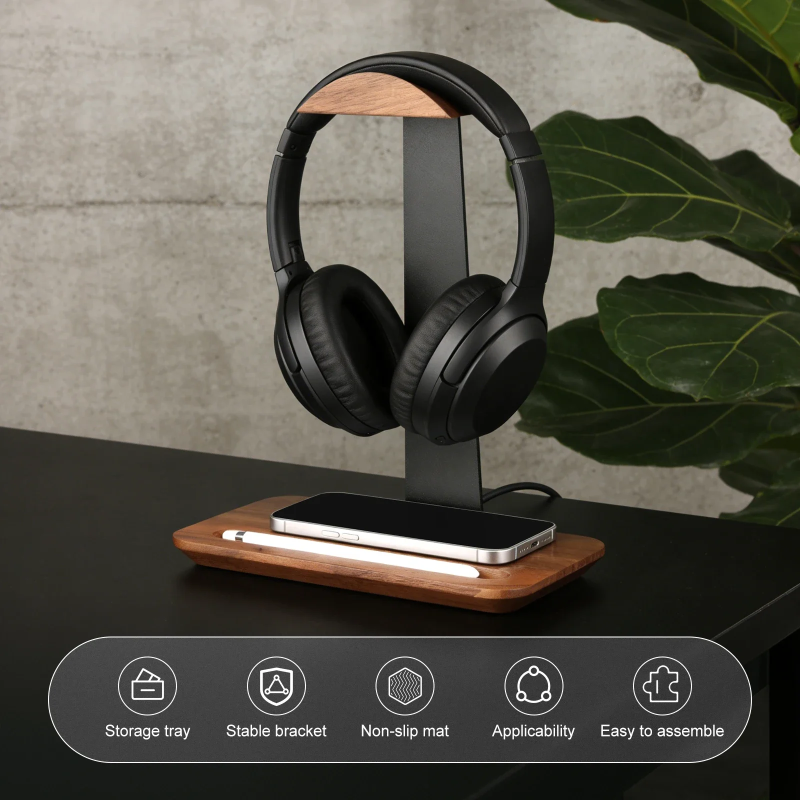 유니버설 우드 헤드폰 스탠드(보관 베이스 포함) 미끄럼 - Headphone Stand Desk 리뷰 및 가격