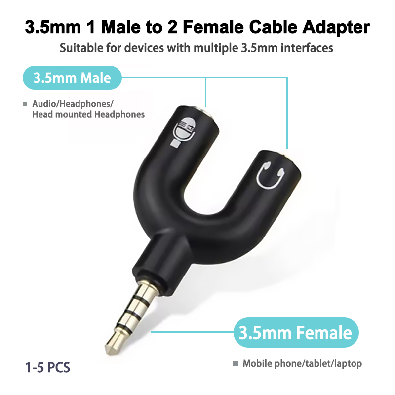 3.5mm 헤드폰 분배기 마이크 어댑터 U 자형 스테레 - Earphone Splitter Jack 리뷰 및 가격